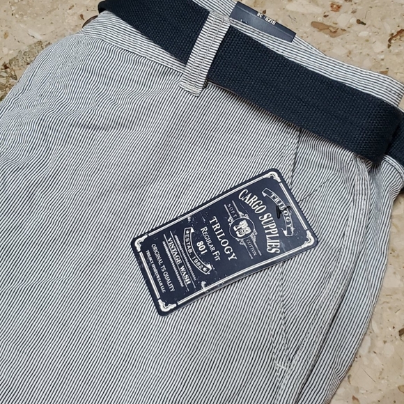 Trilogy Mens belted cotton shorts - Picture 2 of 8